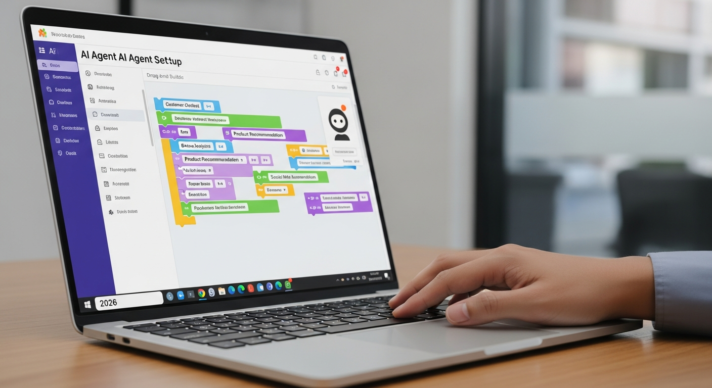 Proses setup AI agent menggunakan platform no-code yang mudah Anda gunakan pemilik bisnis Indonesia