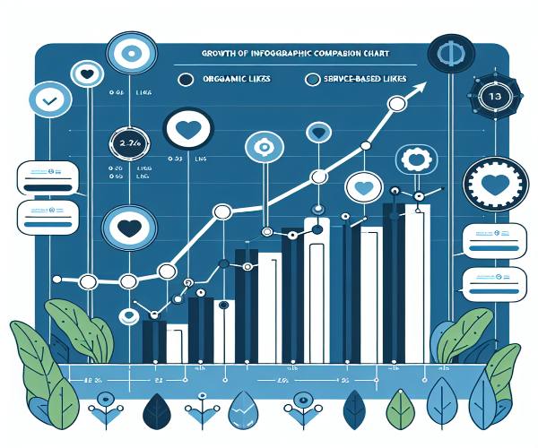Grafik perbandingan pertumbuhan likes organik vs jasa