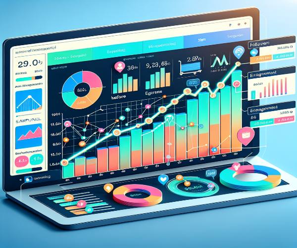 Grafik pertumbuhan akun social media menggunakan SMM panel