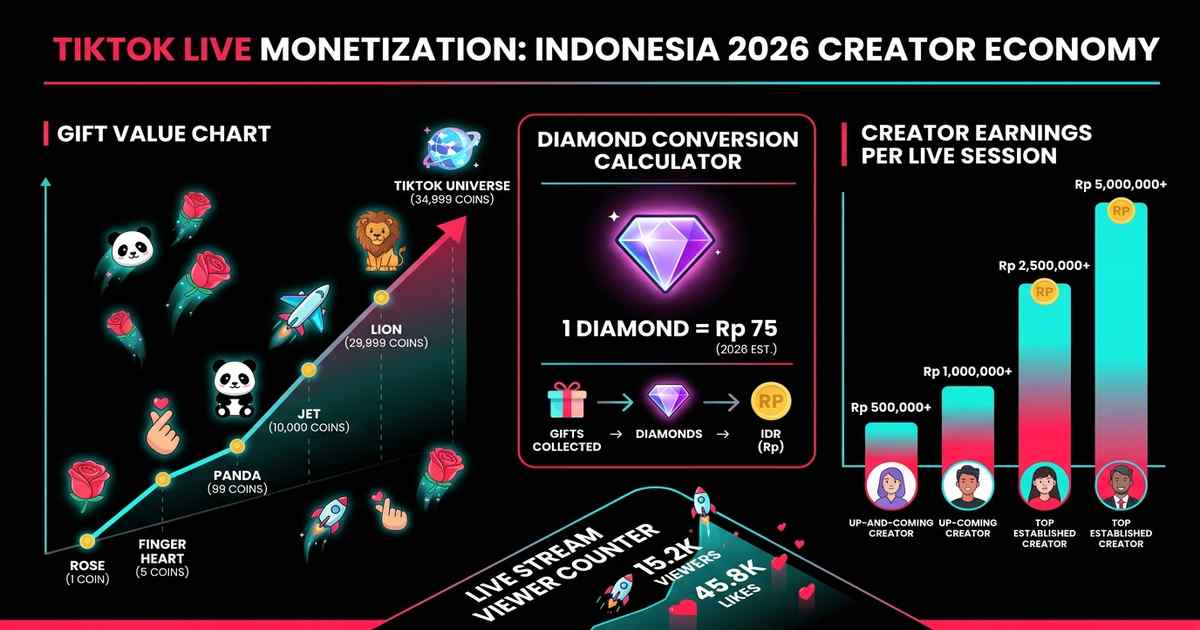 Cara Dapat Gift TikTok Live Indonesia 2026: Panduan Lengkap Monetisasi & Strategi Diamond