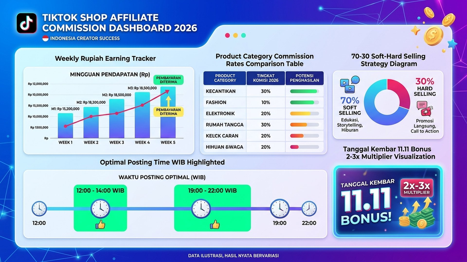 Proses pencairan komisi TikTok affiliate Indonesia mingguan ke rekening bank atau e-wallet 2026