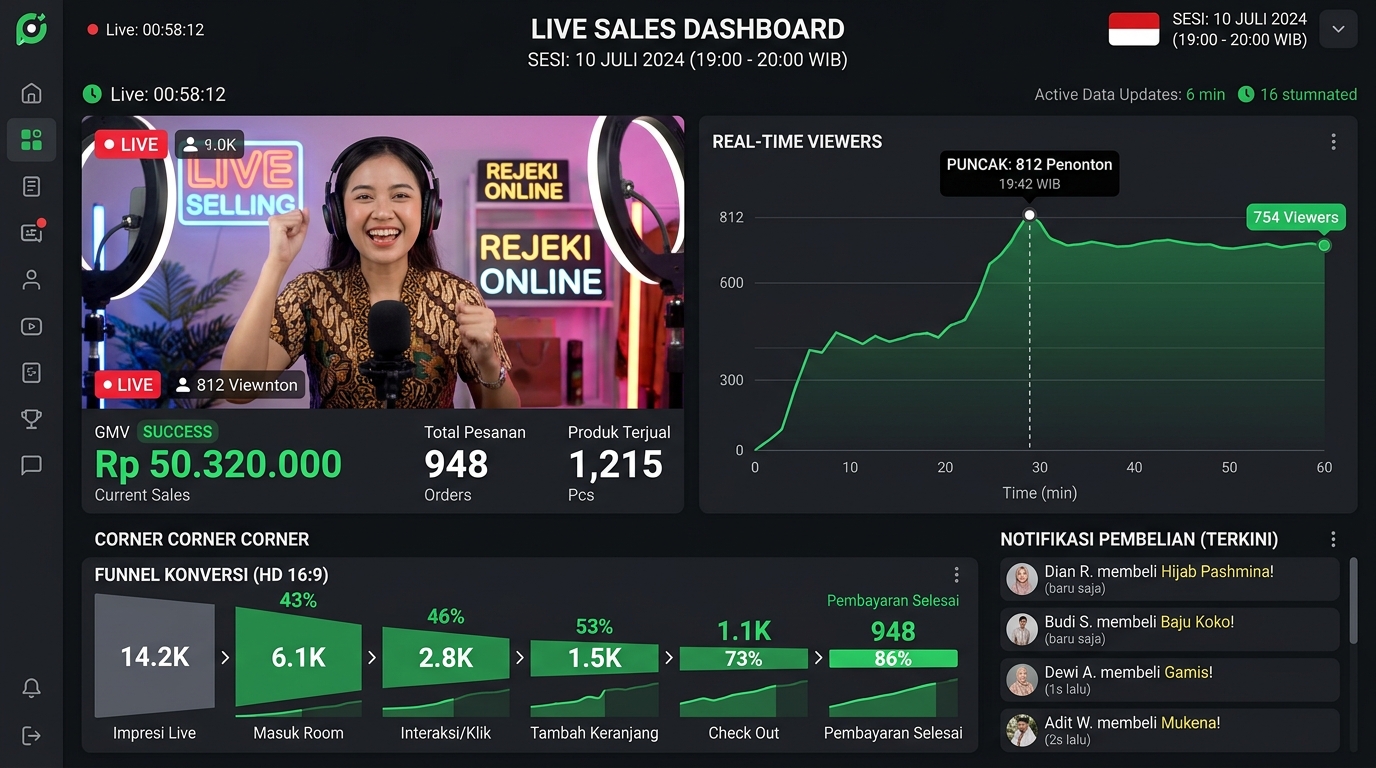 host Shopee Live TikTok Live Indonesia dengan viewers tinggi penjualan meningkat