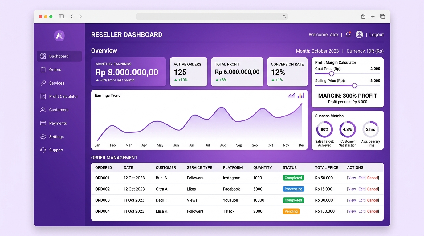 dashboard SMM panel API reseller Indonesia menguntungkan