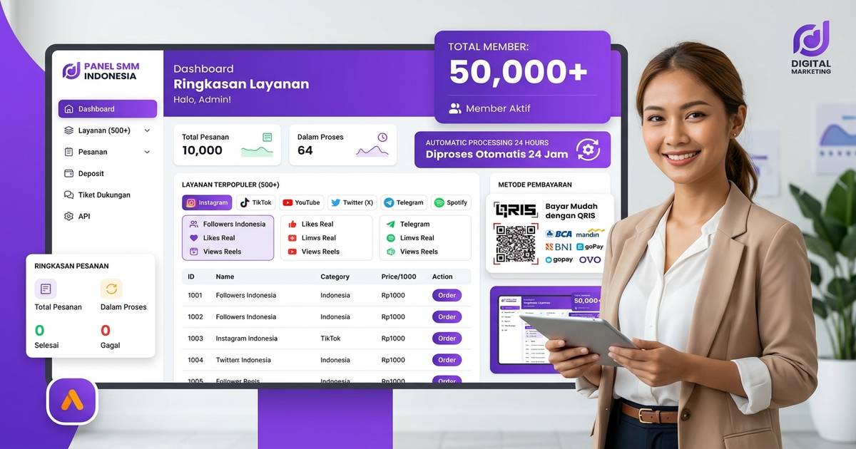 Dashboard SMM panel BuzzerPanel Indonesia: tampilan layanan followers TikTok Instagram YouTube murah terpercaya 2026