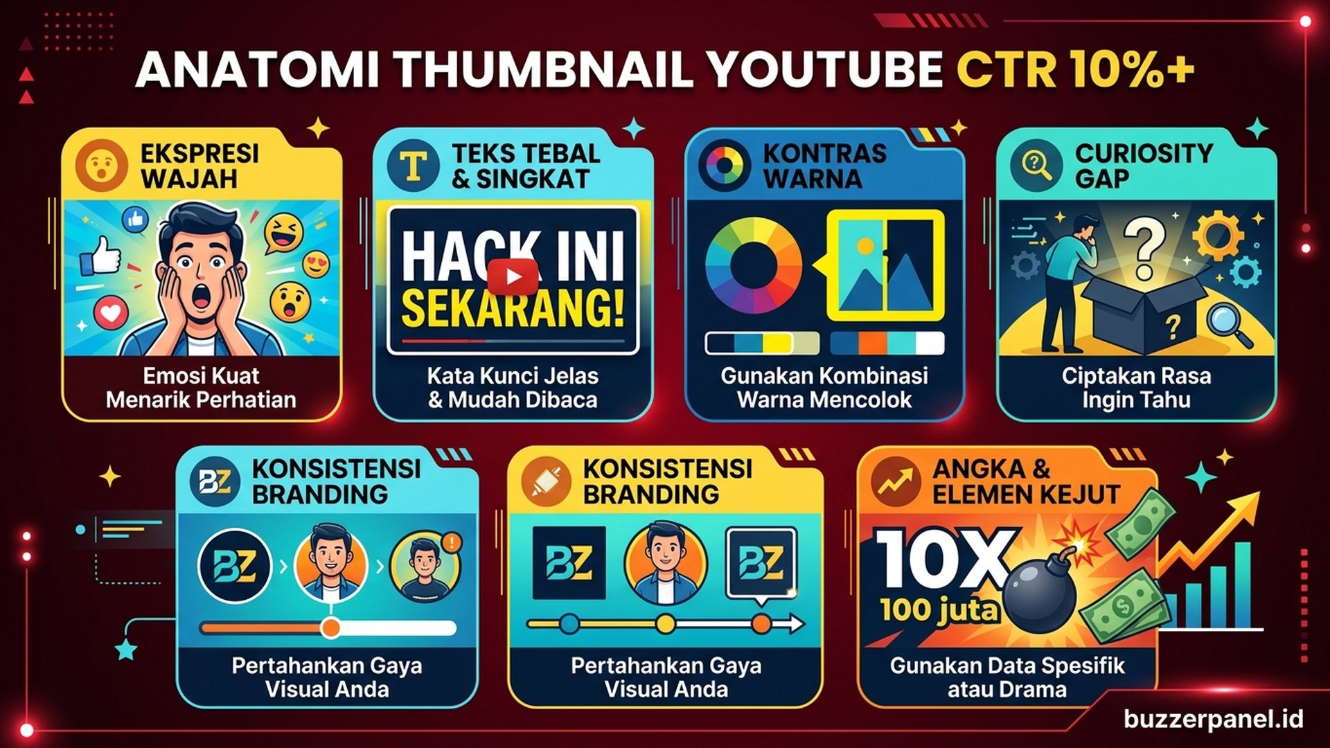 Anatomi thumbnail YouTube CTR 10 persen 6 elemen kunci
