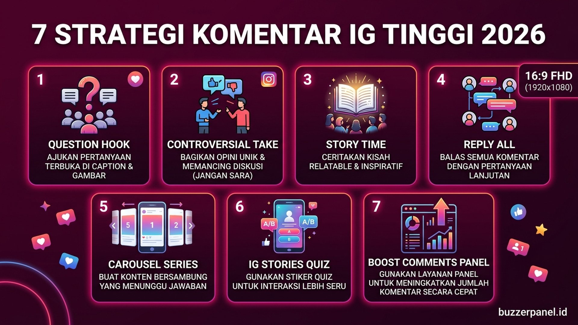 7 strategi komentar IG tinggi 2026 question hook controversial story