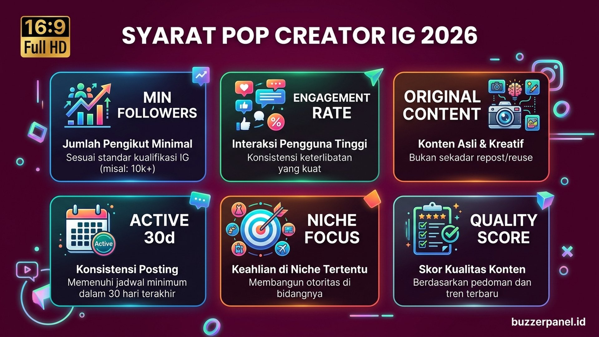 Syarat POP Creator IG 2026 followers engagement original niche