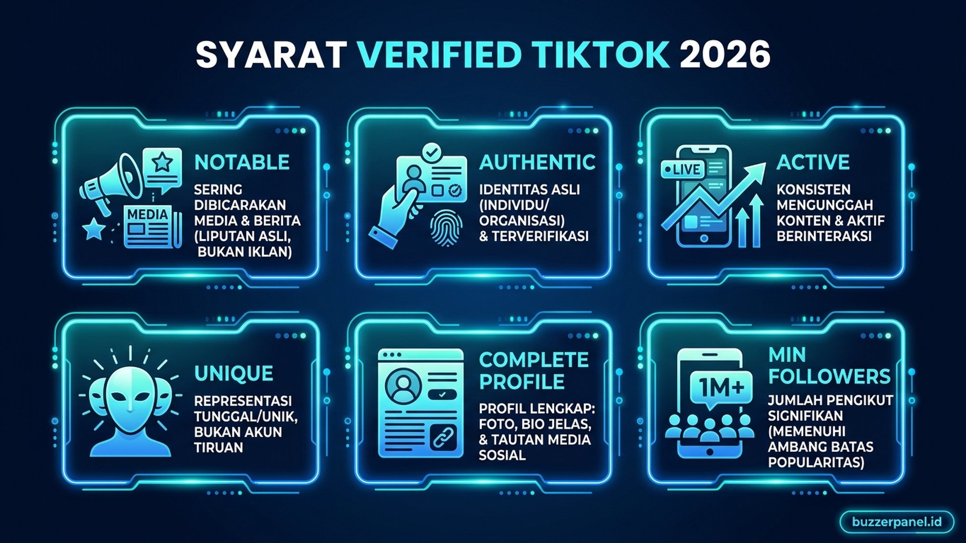 Syarat Verified TT | Buzzerpanel.id Syarat verified TikTok 2026 notable authentic active unique