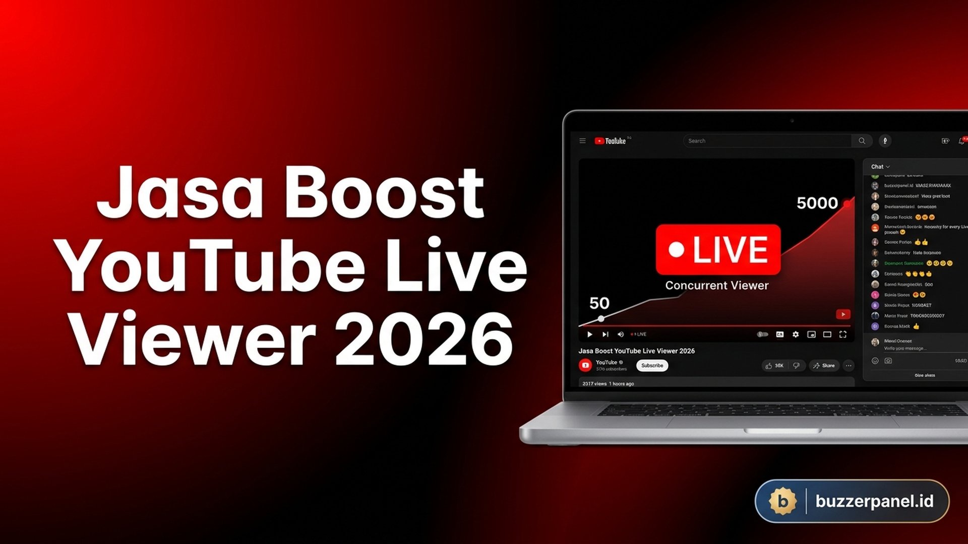 Jasa Boost YouTube Live Viewer 2026: Concurrent Viewer Naik Trending Live