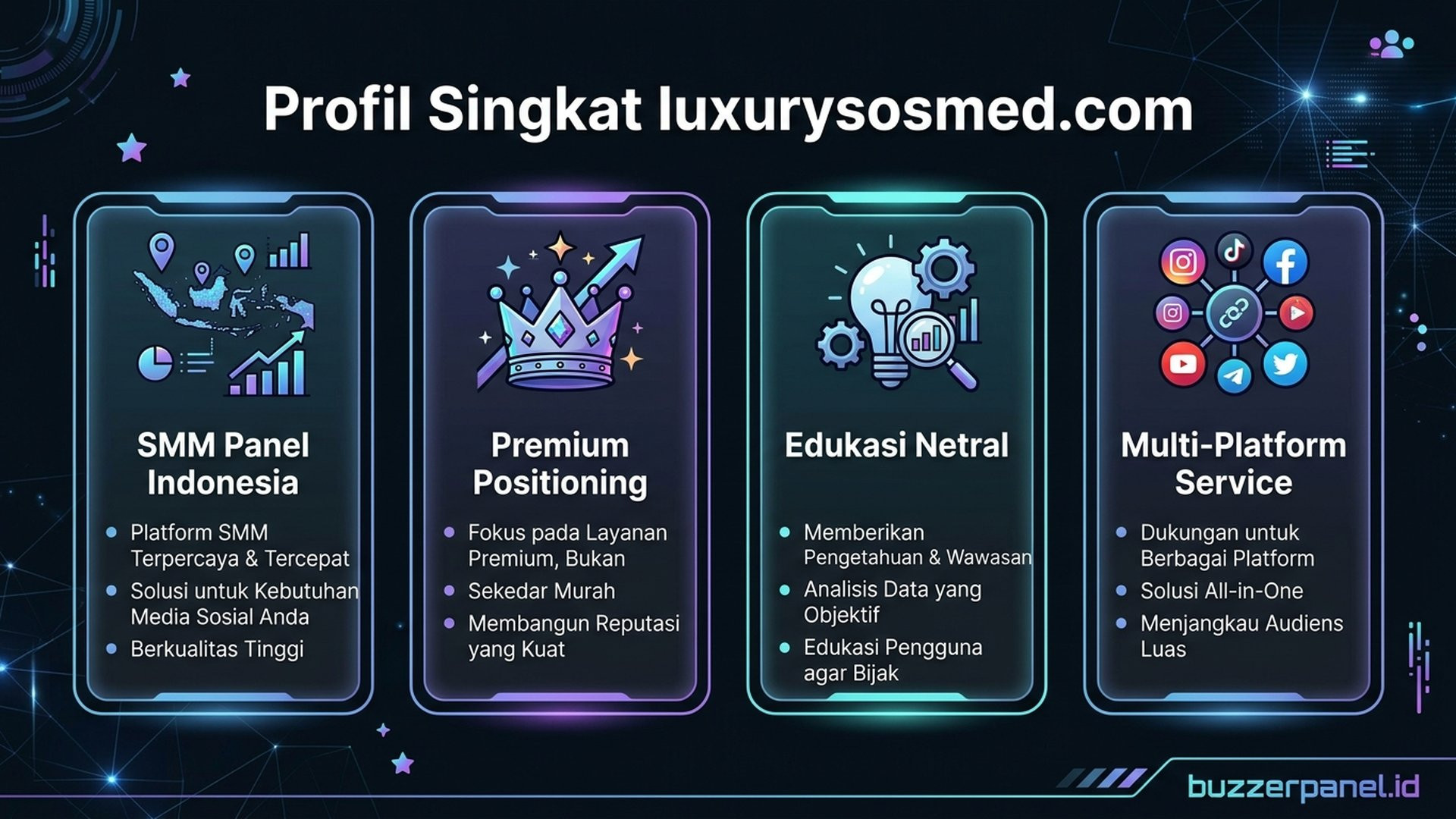 Ilustrasi premium positioning luxurysosmed.com untuk SMM panel