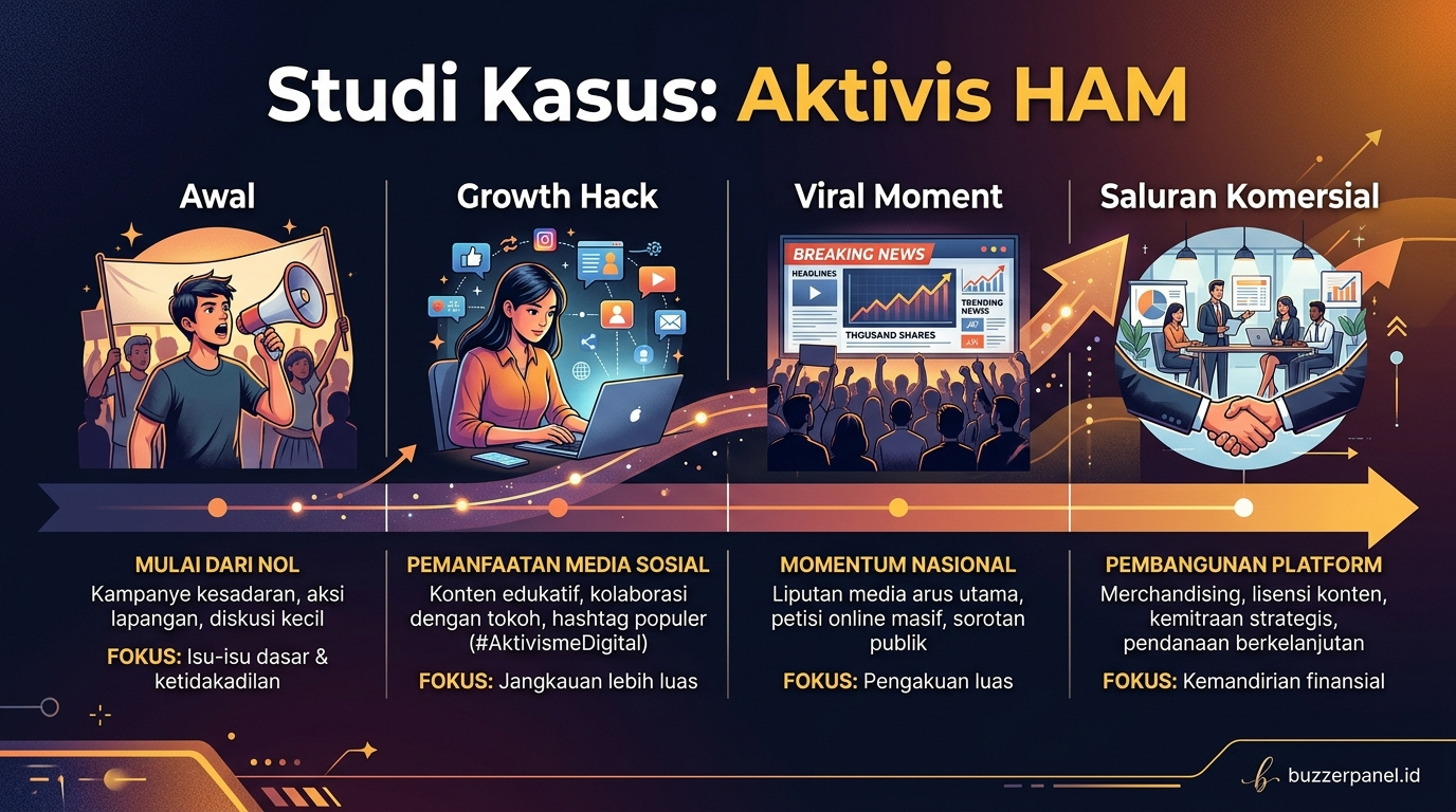 Timeline storytelling Beli Followers Akun Aktivis Ham 2026