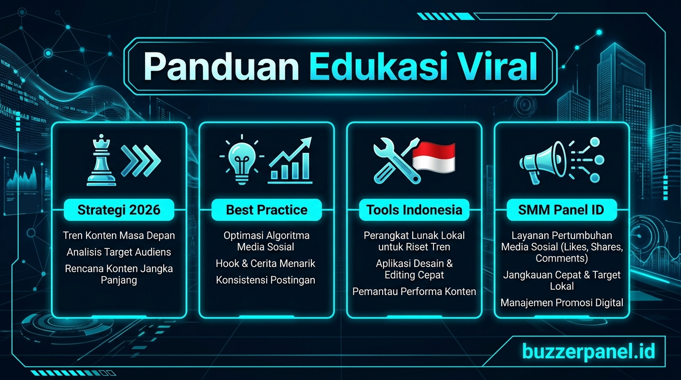 Infografik tips Konten Edukasi Viral 2026 - panduan Edukasi Viral