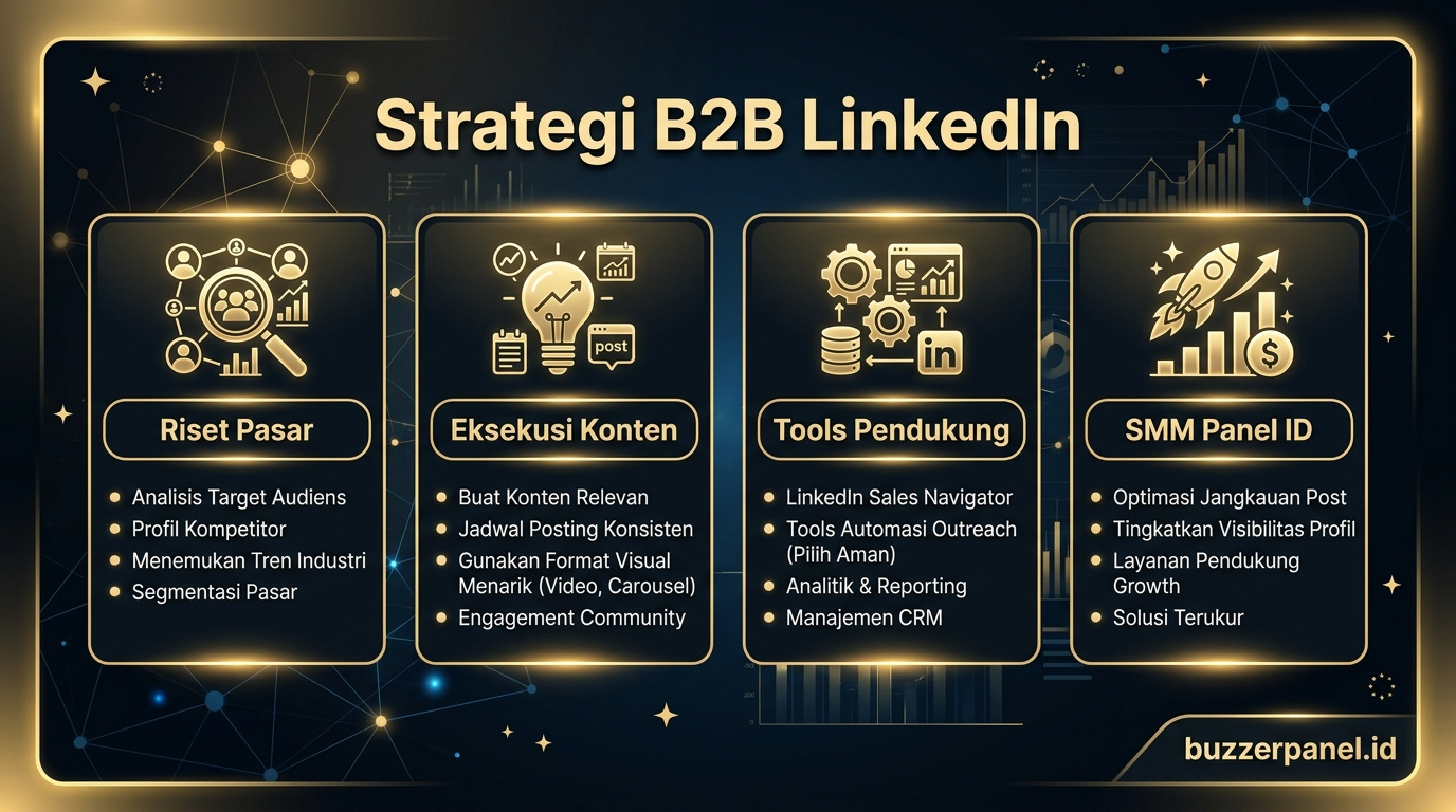 Strategi Sosmed B2b Linkedin Indonesia 2026 Infografik strategi Sosmed B2b Linkedin Indonesia 2026 - B2B LinkedIn