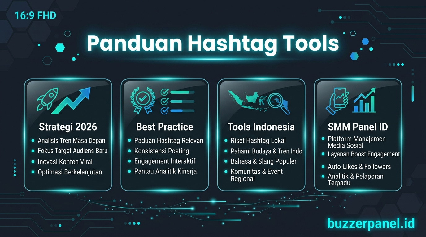 Infografik tips Hashtag Research Tools 2026 - panduan Hashtag Tools