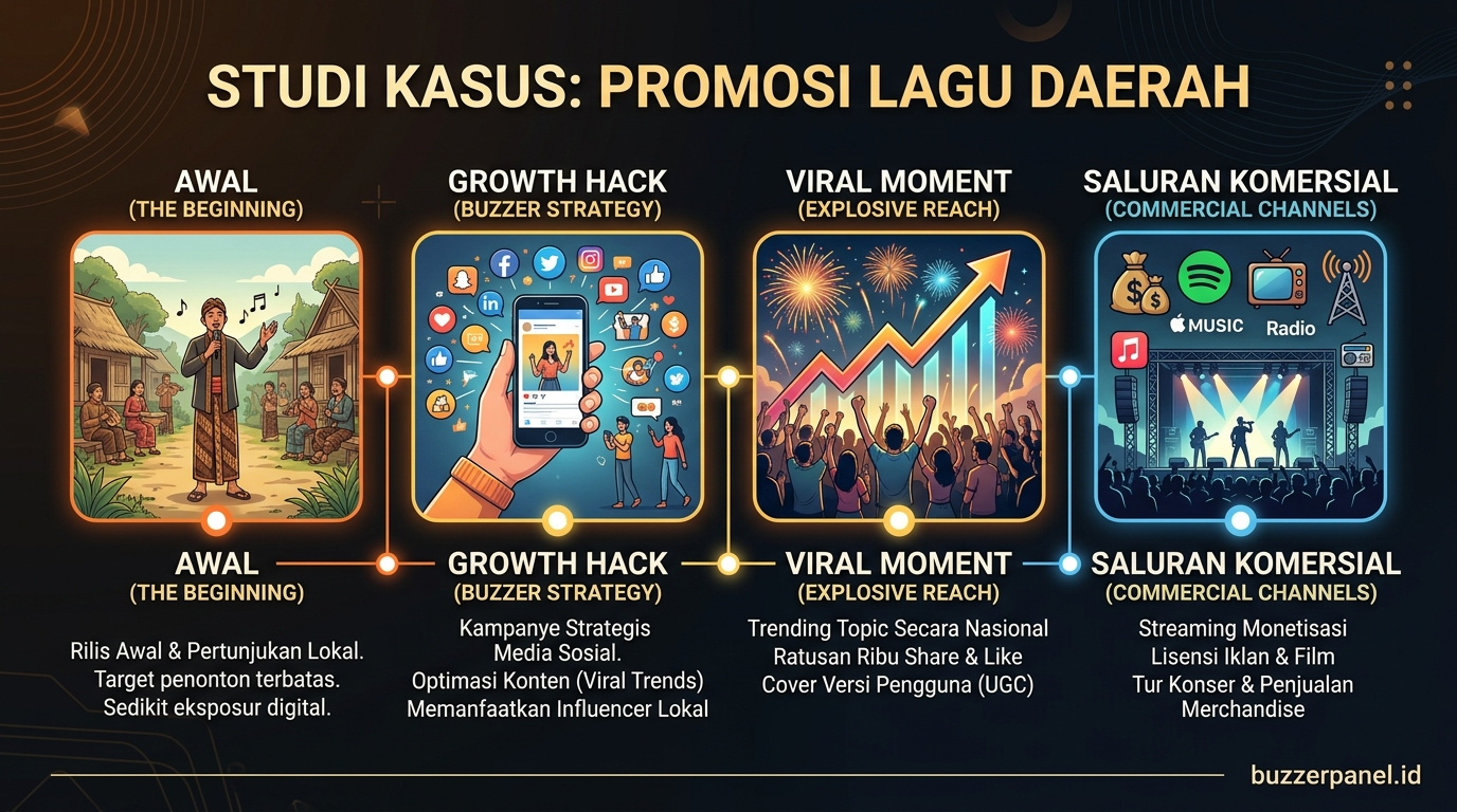 Timeline storytelling Promosi Lagu Daerah Tiktok 2026