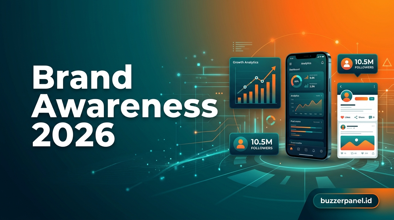 Ilustrasi Brand Awareness Strategy Sosmed 2026 - Brand Awareness BuzzerPanel