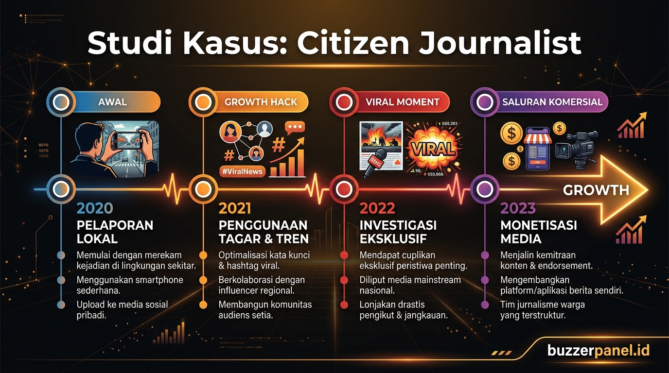 Timeline storytelling Promosi Akun Citizen Journalist Indonesia 2026