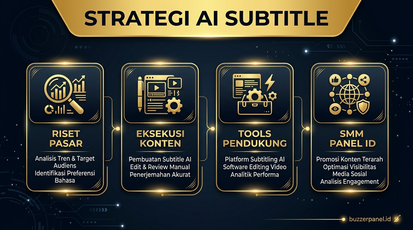 Infografik strategi Ai Tools Subtitle Generator 2026 - AI Subtitle