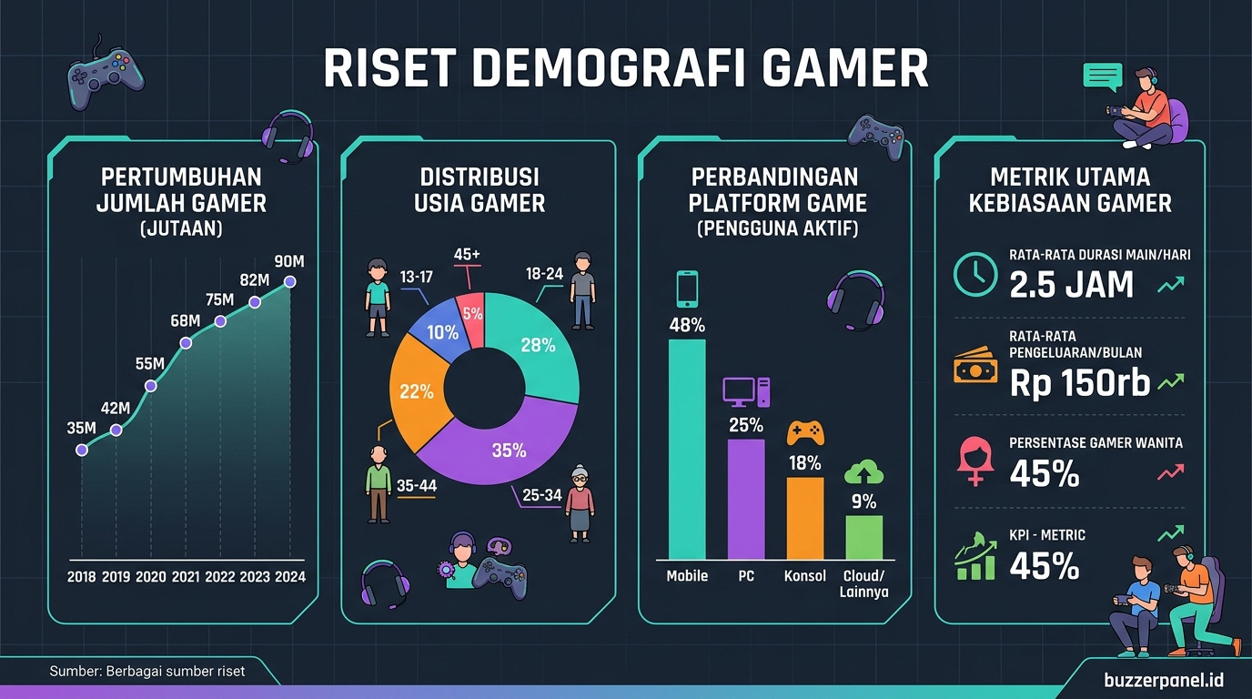 Data visualization Riset Demografi Gamer Indonesia 2026