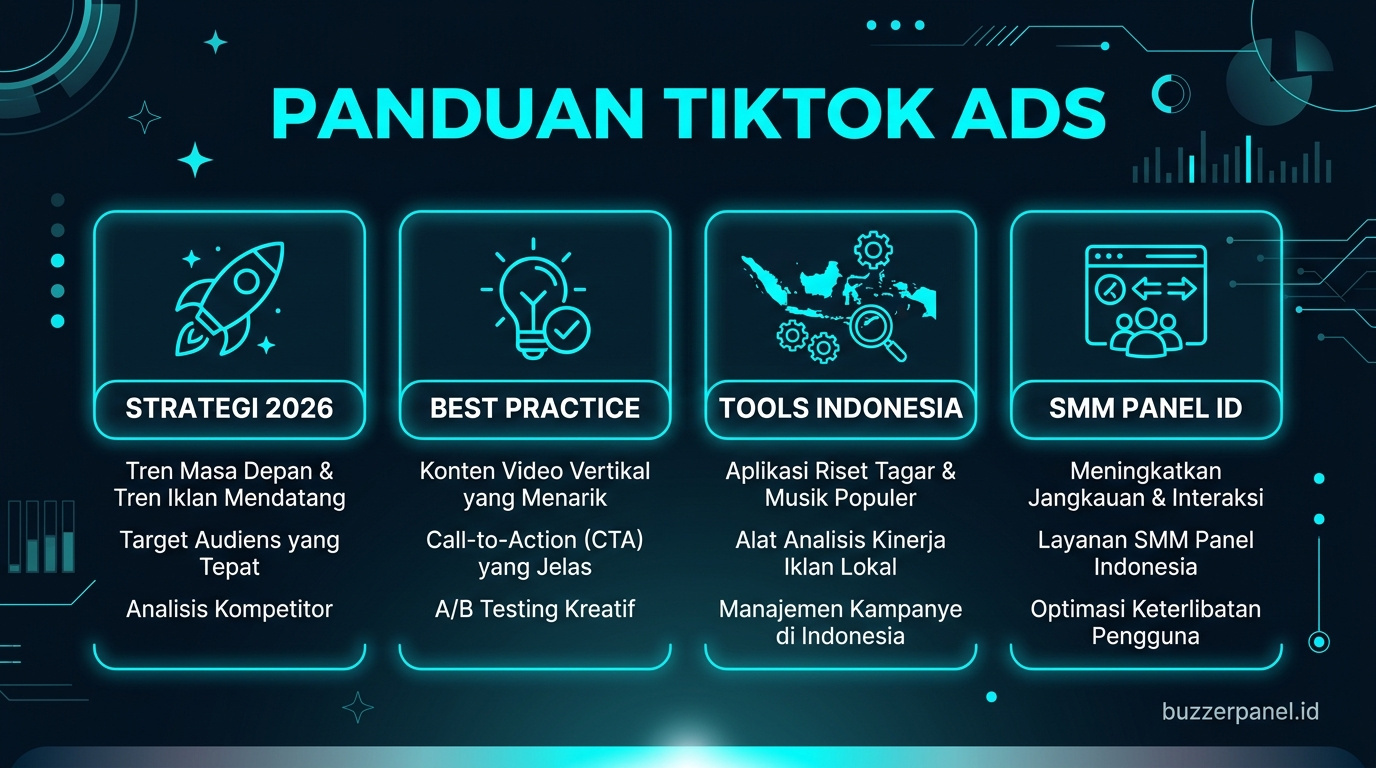 Tips Cara Setting Tiktok Ads Pemula 2026 Infografik tips Cara Setting Tiktok Ads Pemula 2026 - panduan TikTok Ads