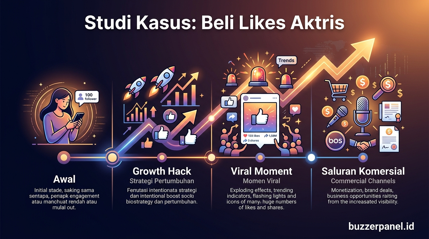 Timeline storytelling Beli Likes Akun Aktris Sinetron 2026
