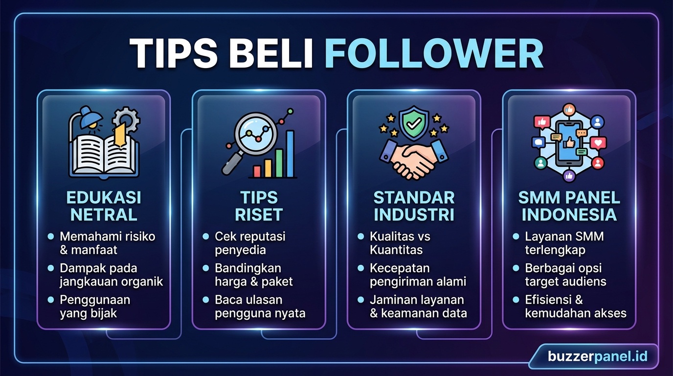 Cara Beli Follower infografis tips evaluasi