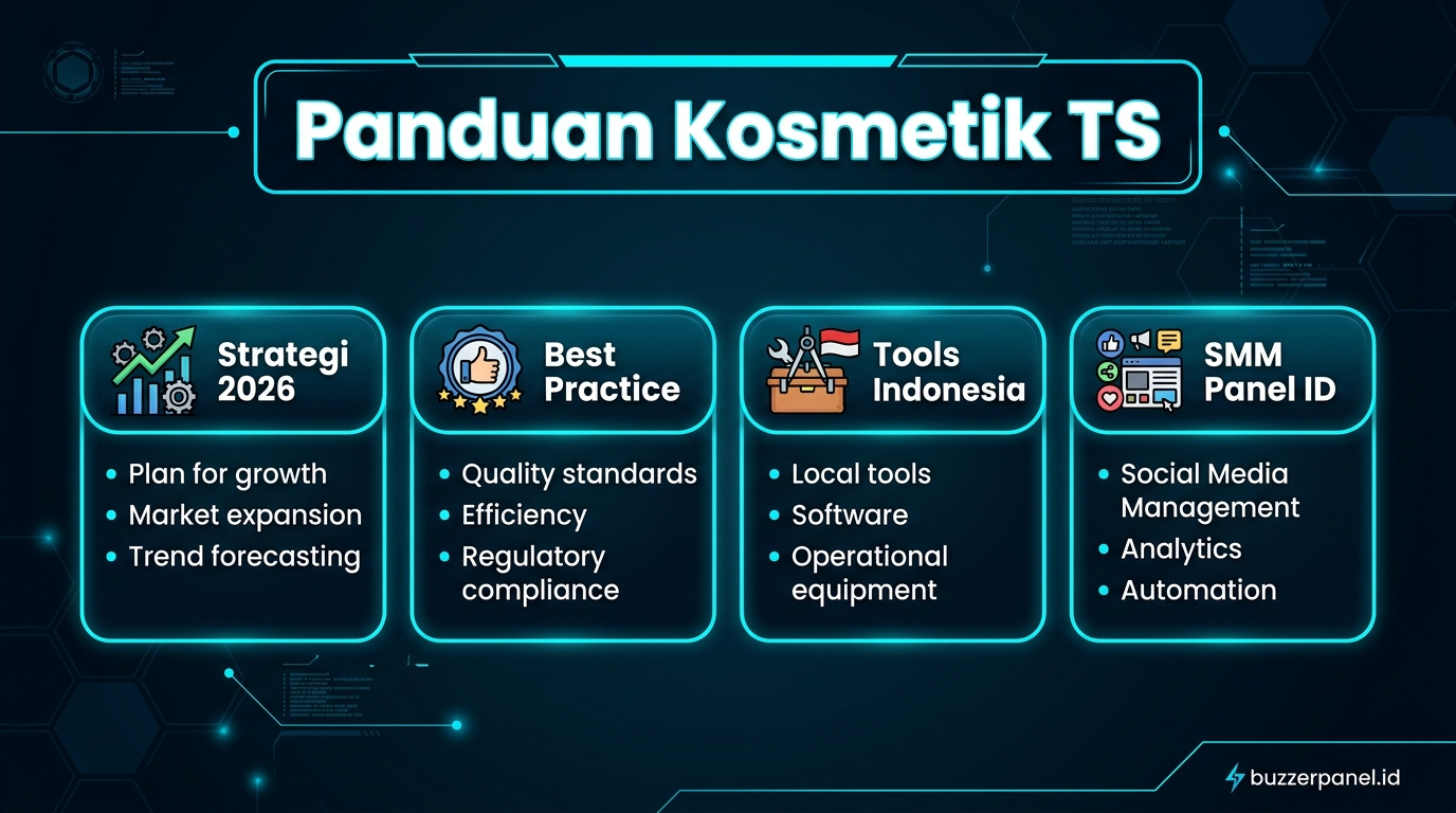 Infografik tips Jualan Kosmetik Tiktok Shop 2026 - panduan Kosmetik TS