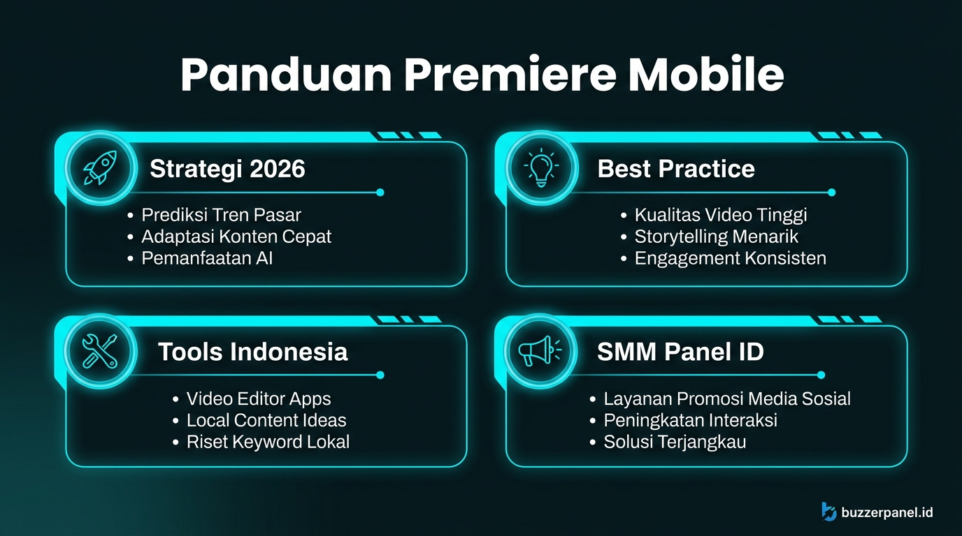 Infografik tips Adobe Premiere Mobile Alternative 2026 - panduan Premiere Mobile