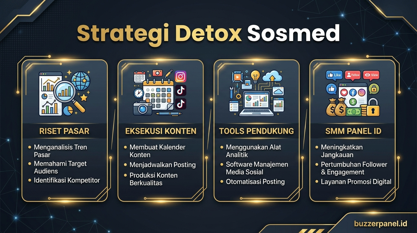 Infografik strategi Cara Detox Sosmed 7 Hari 2026 - Detox Sosmed