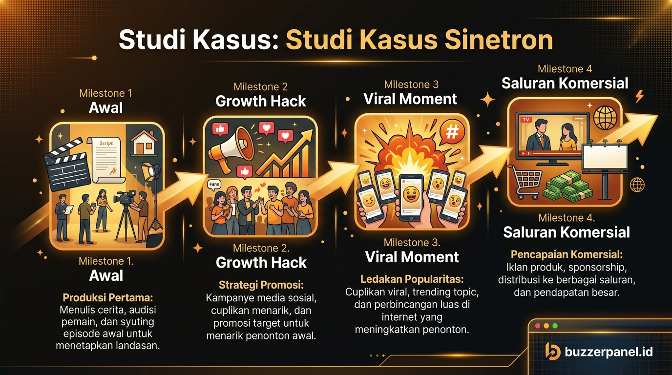 Timeline storytelling Studi Kasus Sinetron Hit Tiktok 2026