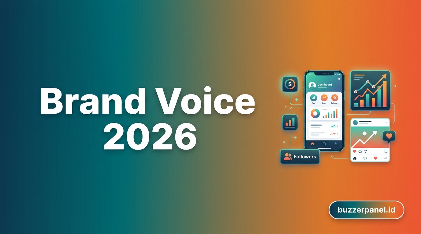 Ilustrasi Brand Voice Tone Sosmed Indonesia 2026 - Brand Voice BuzzerPanel