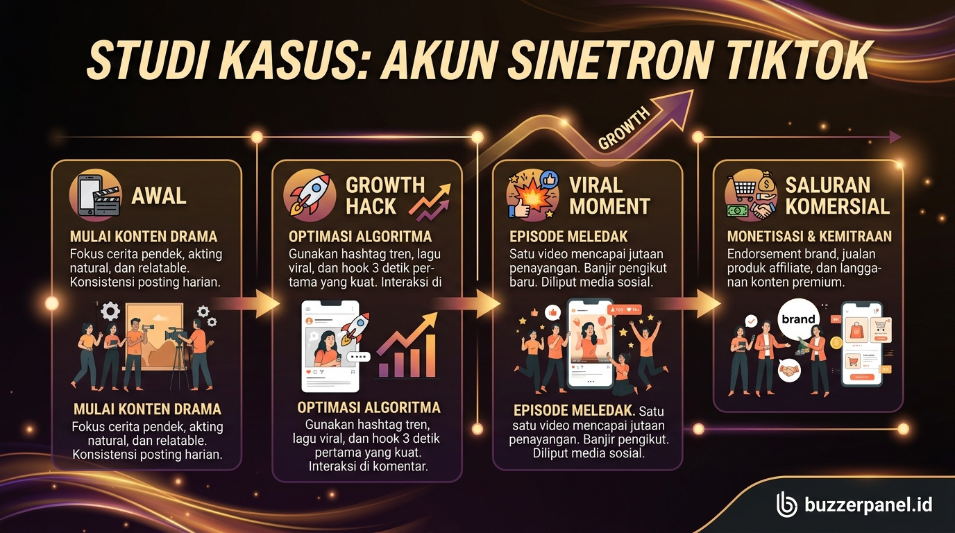 Timeline storytelling Cara Bikin Akun Sinetron Viral Tiktok 2026