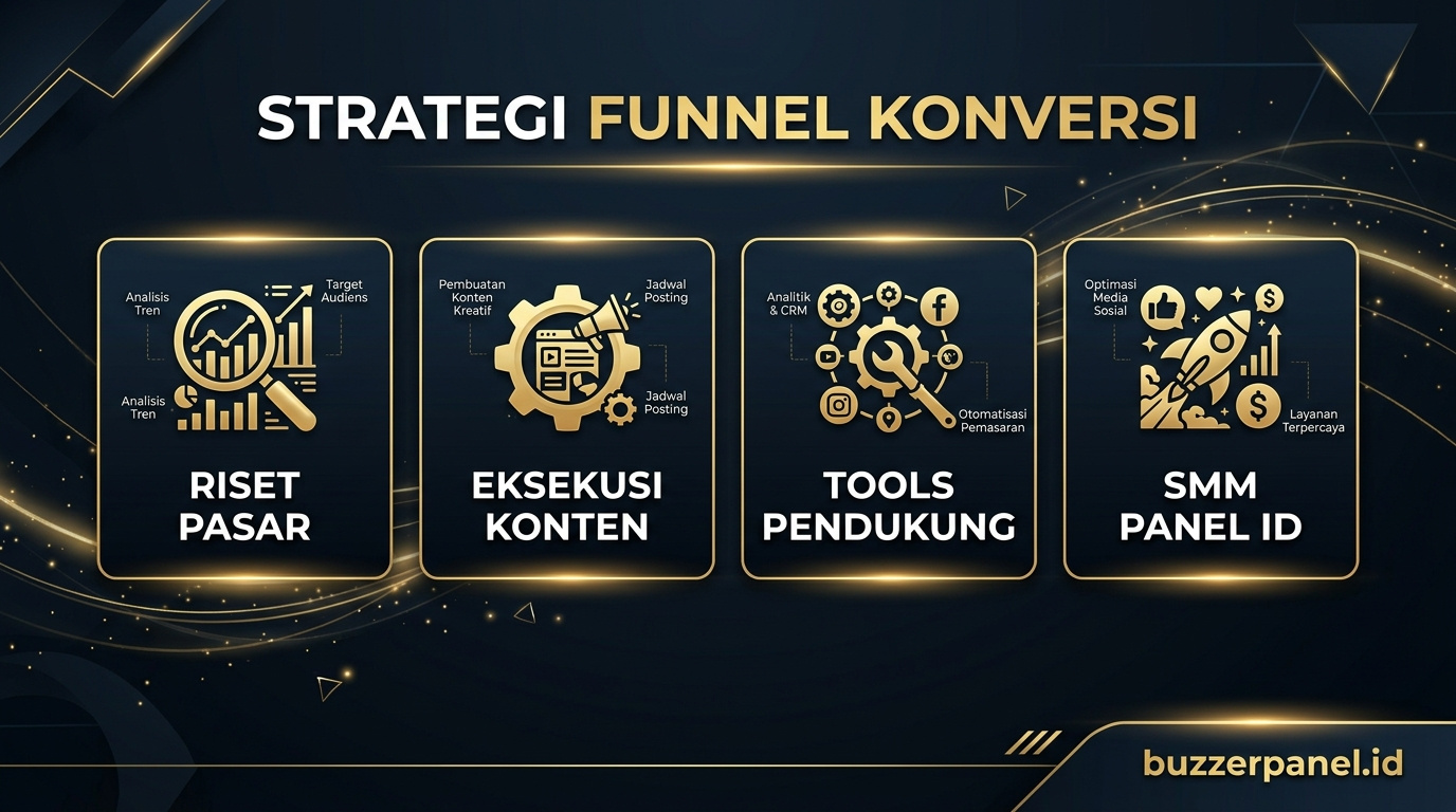 Infografik strategi Analisa Funnel Konversi Sosmed 2026 - Funnel Konversi