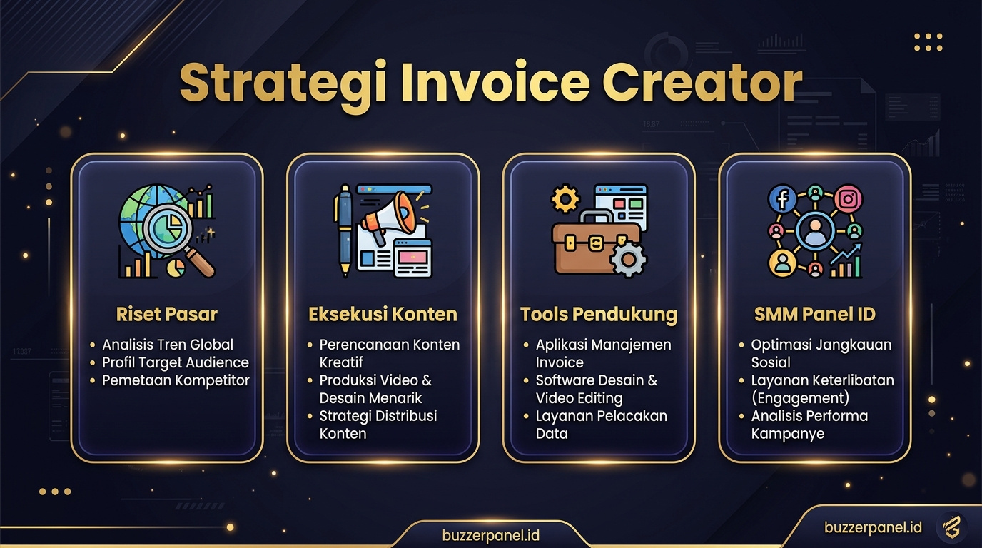 Infografik strategi Cara Invoice Klien Creator 2026 - Invoice Creator