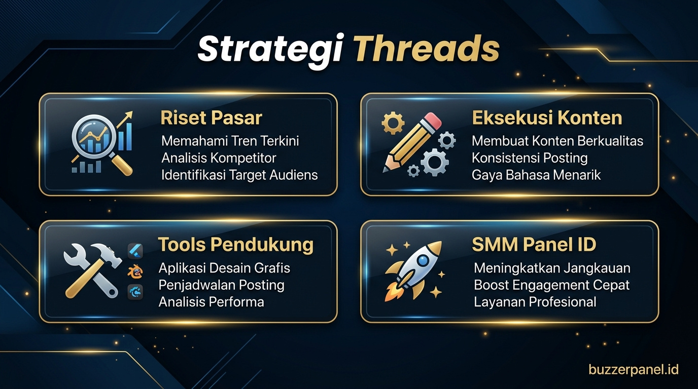 Infografik strategi Cara Pakai Instagram Threads 2026 - Threads