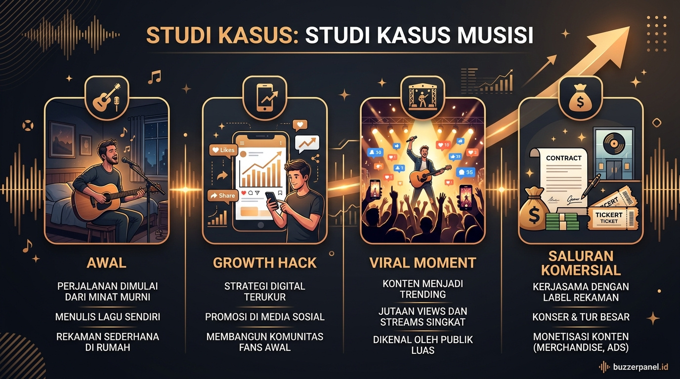 Timeline storytelling Studi Kasus Musisi 0 100k Follower 2026