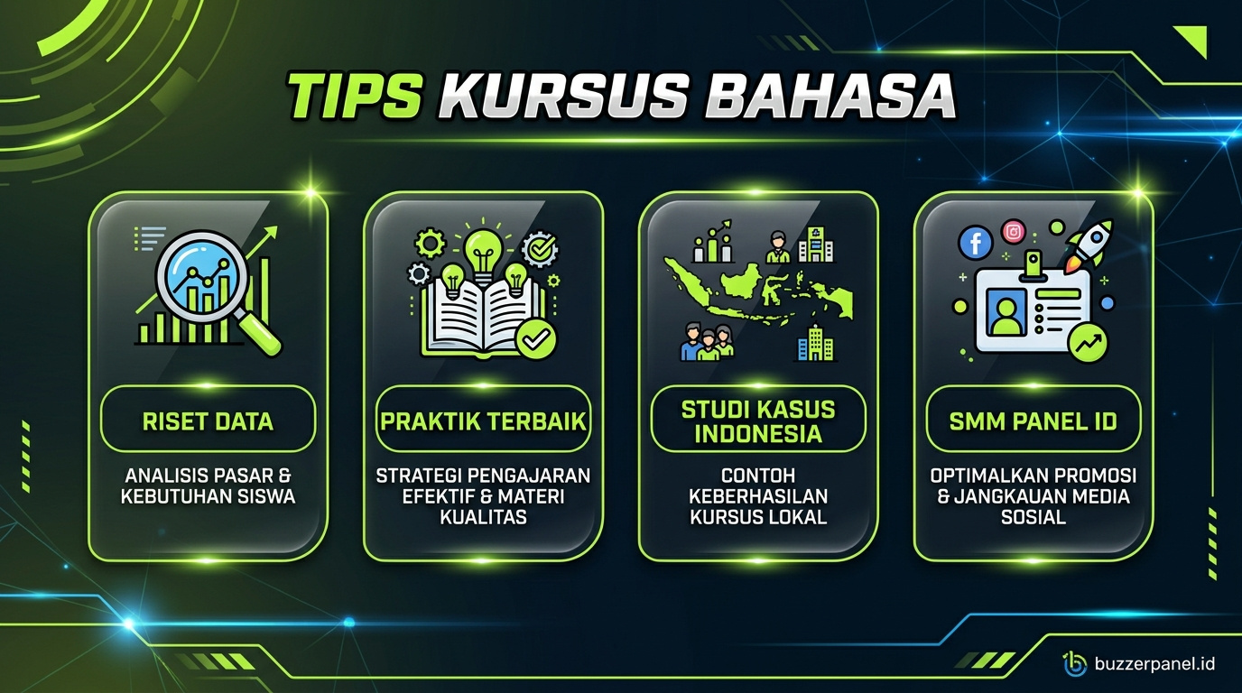 Infografik tips Promosi Kursus Bahasa Sosmed
