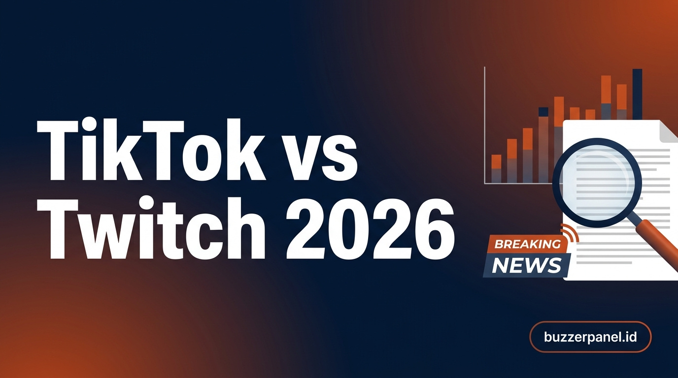 Game Streaming Tiktok Vs Twitch 2026 - Hero Ilustrasi Game Streaming Tiktok Vs Twitch 2026 - TikTok vs Twitch