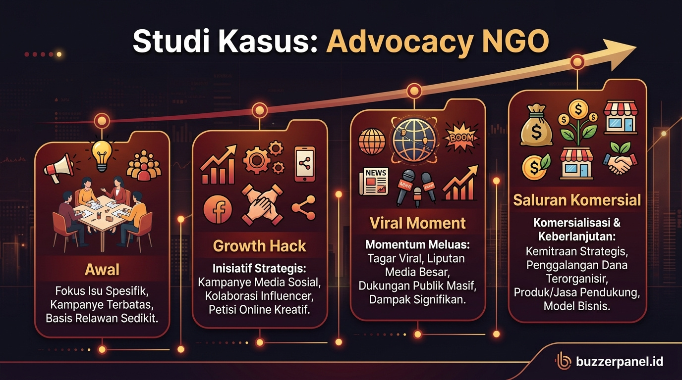 Timeline storytelling Promosi Konten Advocacy Ngo 2026