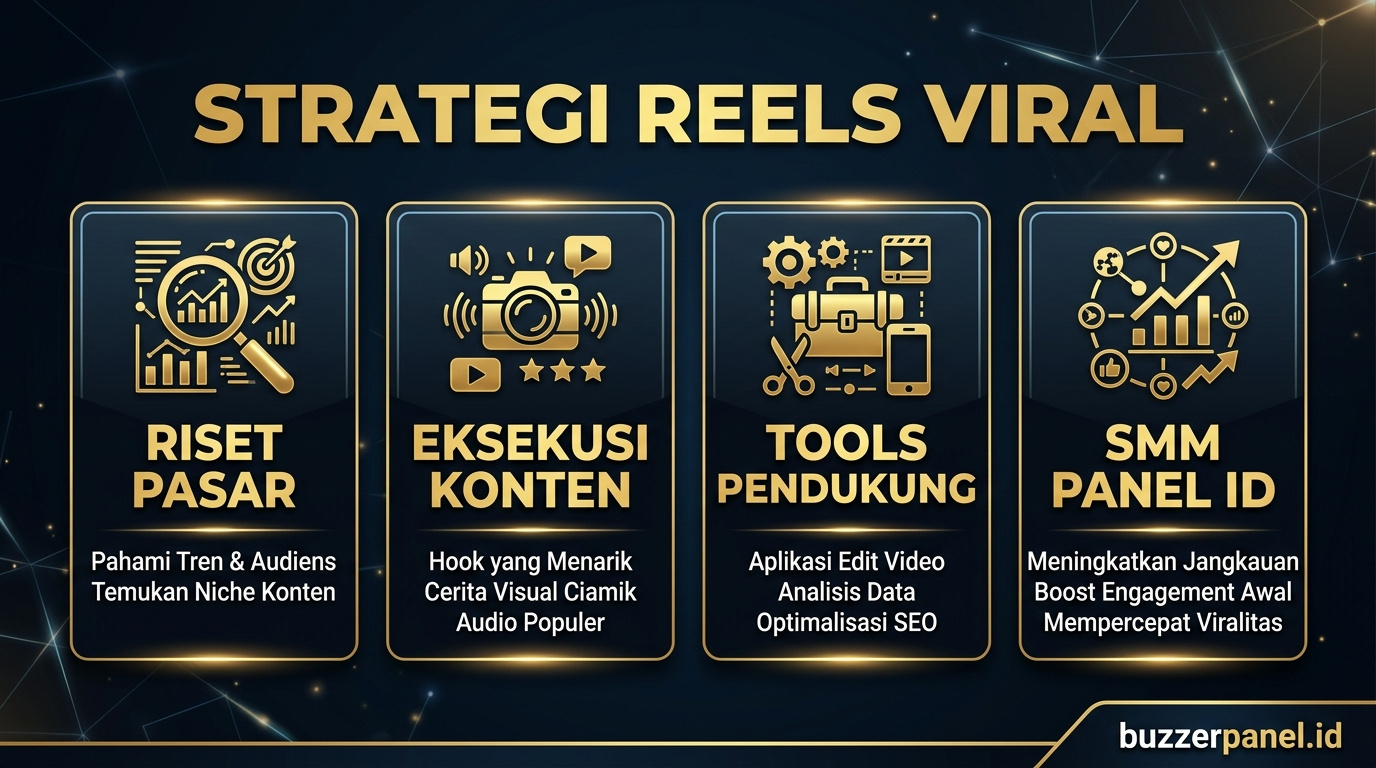 Infografik strategi Konten Reels Instagram Viral 2026 - Reels Viral