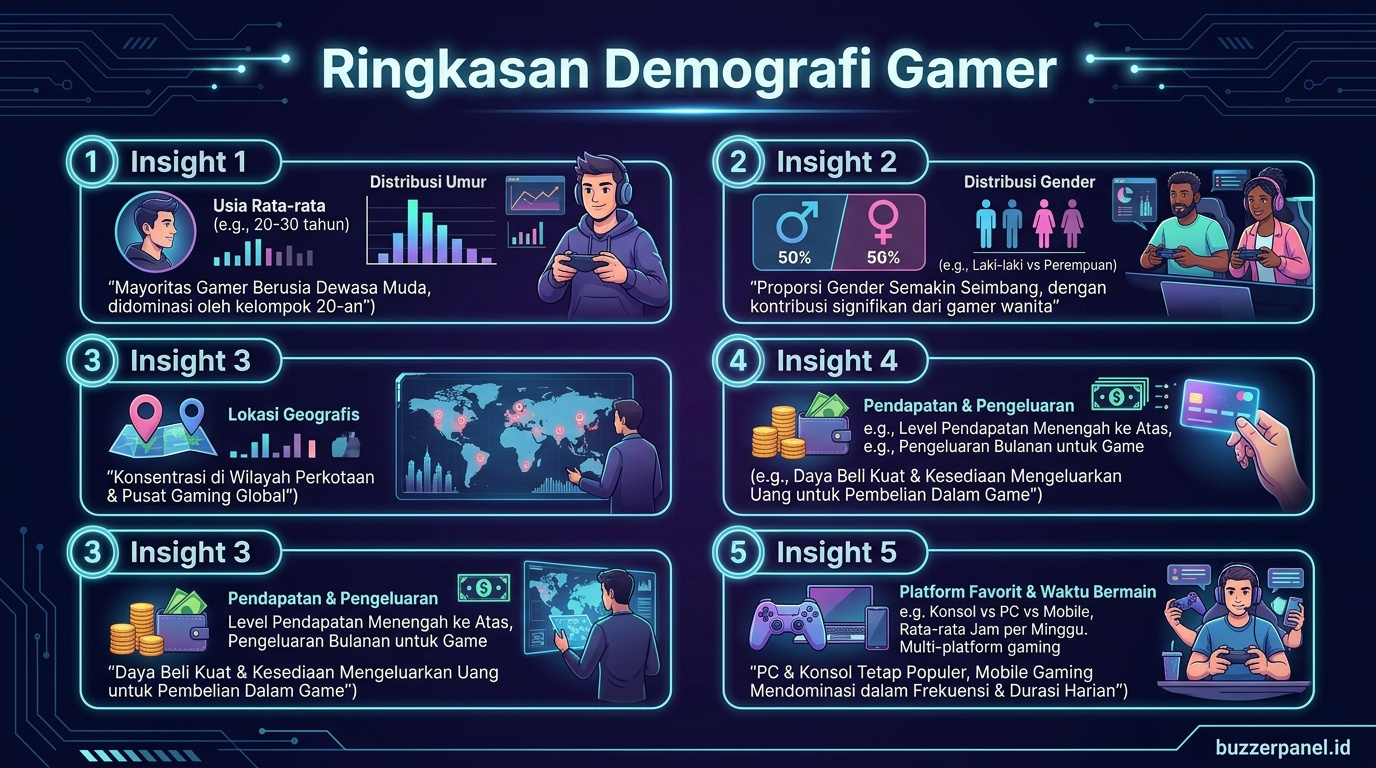 Ringkasan insight Riset Demografi Gamer Indonesia 2026