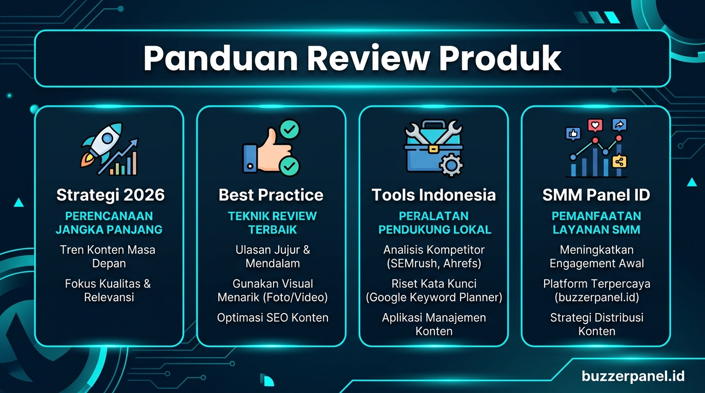Infografik tips Konten Review Produk Viral 2026 - panduan Review Produk