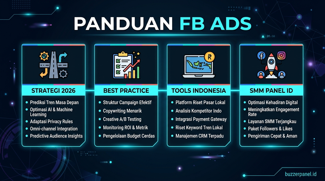 Tips Facebook Ads Manager Tutorial 2026 Infografik tips Facebook Ads Manager Tutorial 2026 - panduan FB Ads