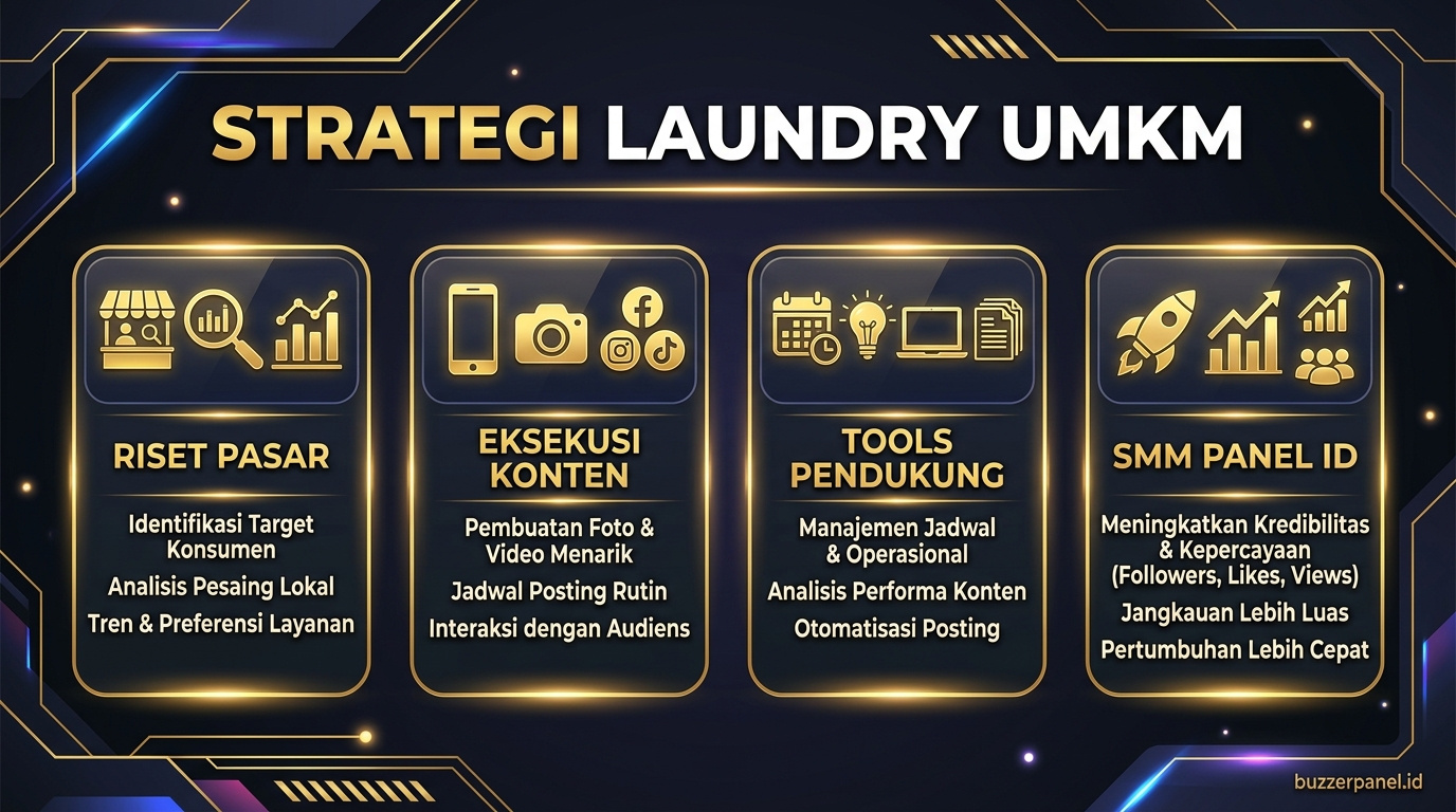 Infografik strategi Promosi Laundry Sosmed Umkm 2026 - Laundry UMKM