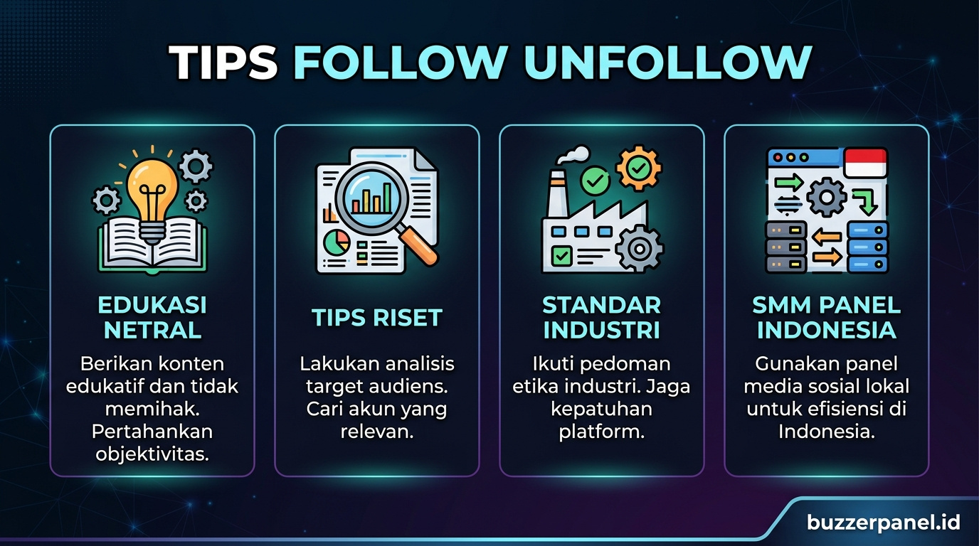 Infografik analisis follow unfollow strategy  growth hack 2026