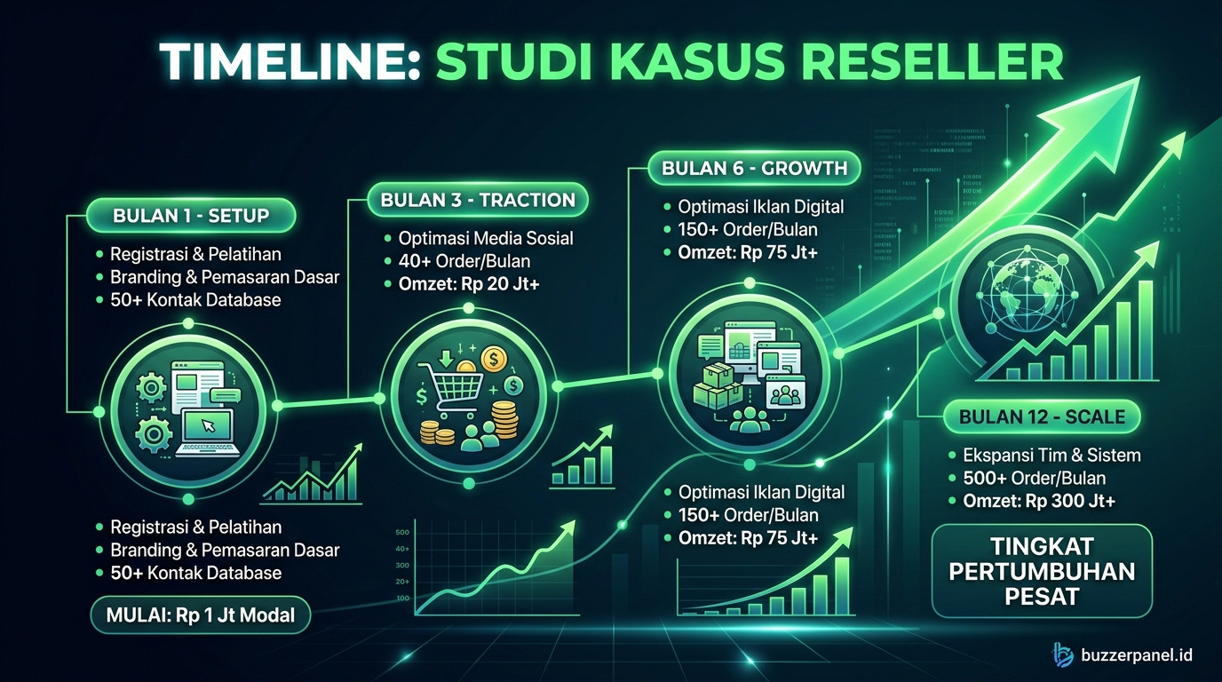 Infografik analisis Studi Kasus Reseller Smm Panel 2026
