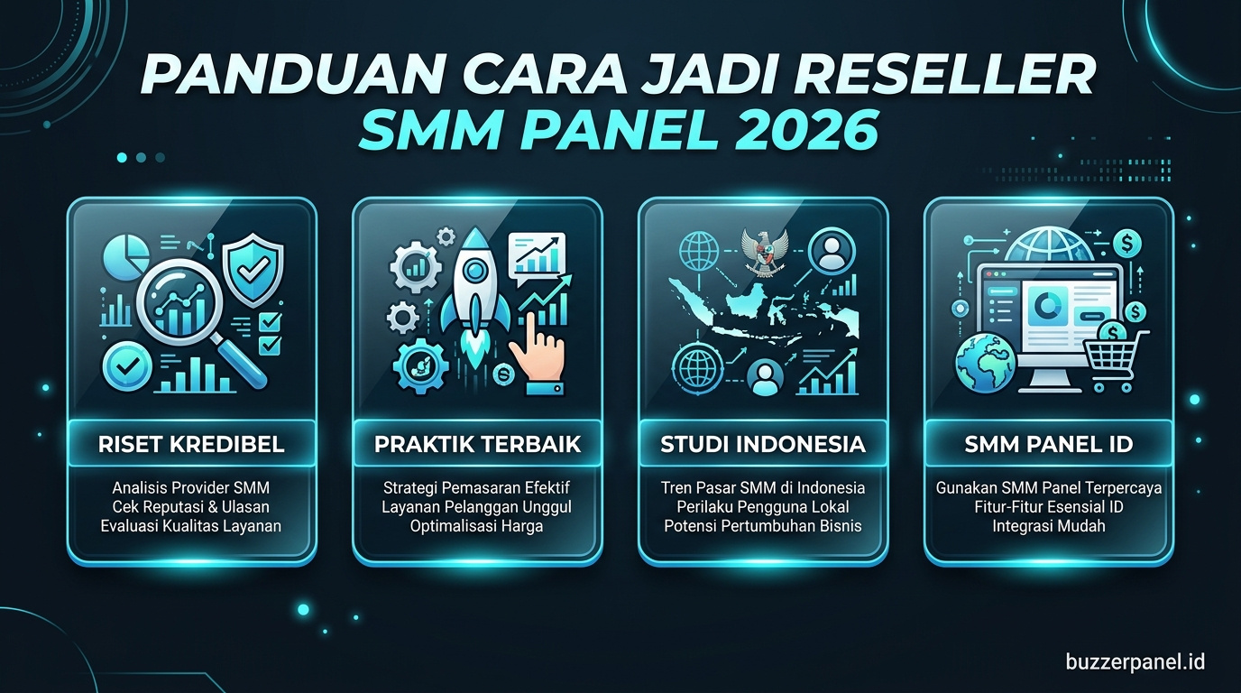 Infografik analisis cara jadi reseller smm panel 2026