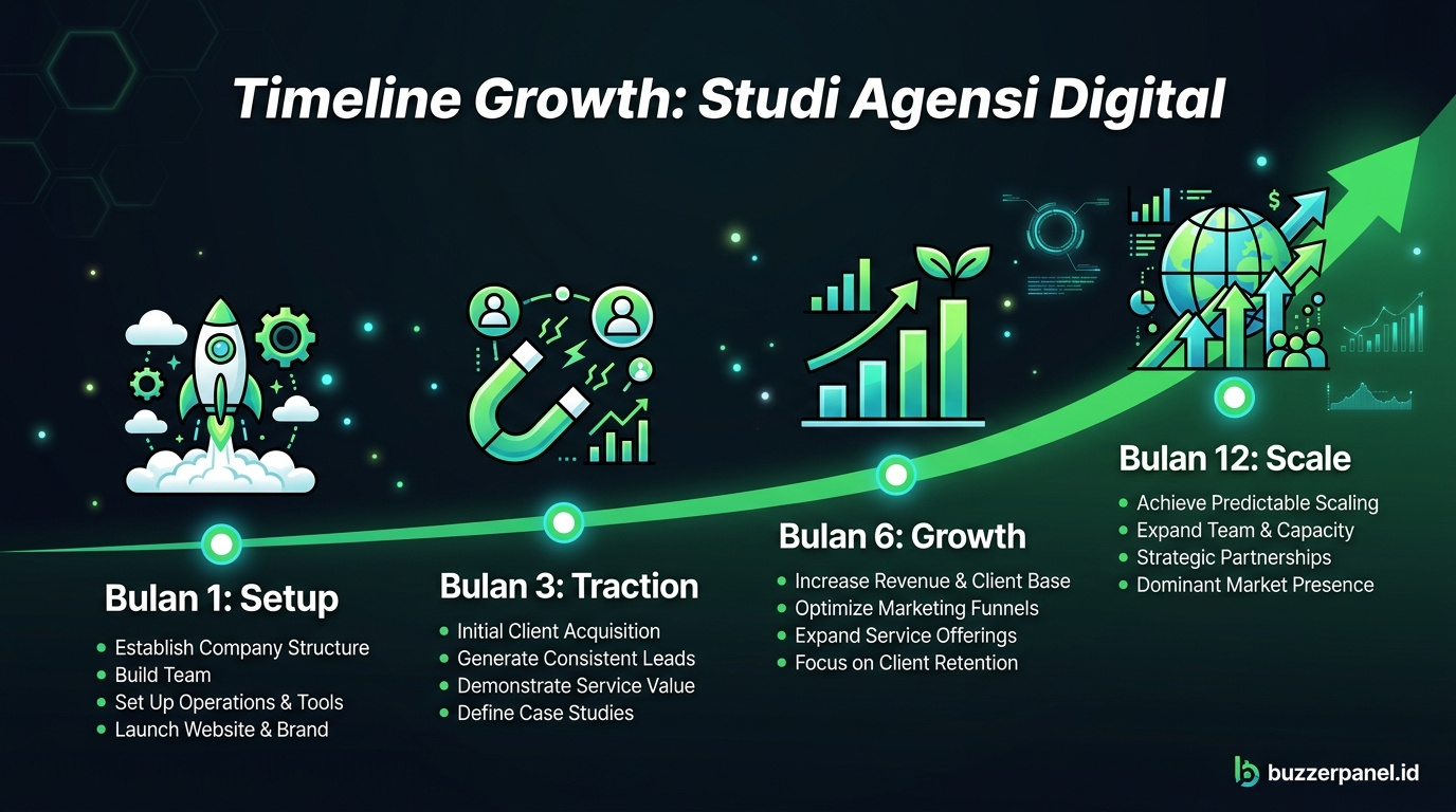 Infografik analisis Studi Kasus Agensi Digital Multi Client Panel 2026