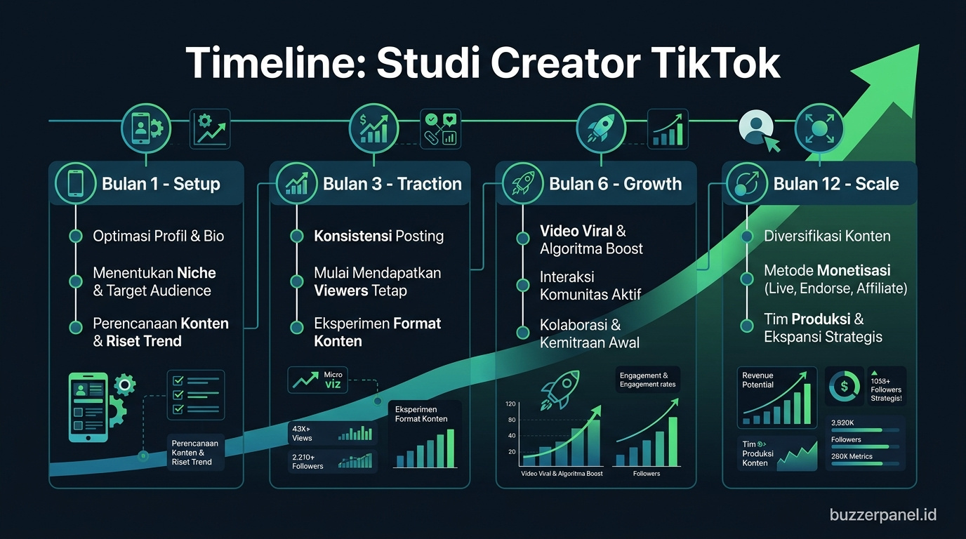 Infografik analisis Studi Kasus Creator Tiktok Panel 2026