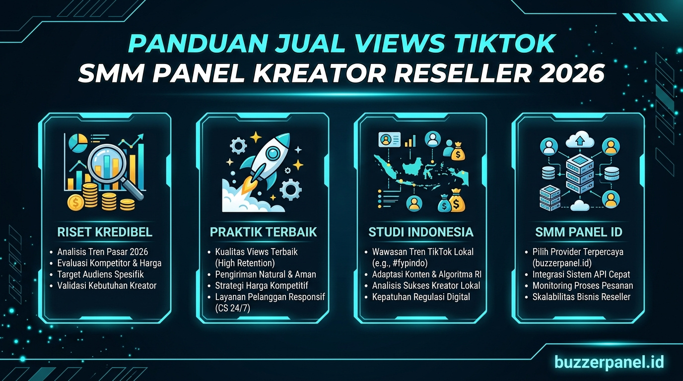 Infografik analisis jual views tiktok smm panel kreator reseller 2026